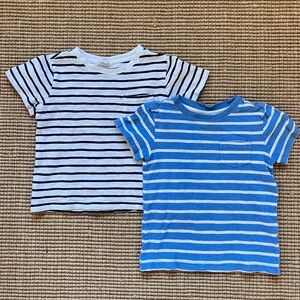 Janie & Jack Striped Kids pocket T-Shirt bundle- Blue and White/navy & white